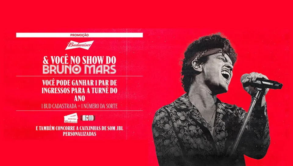 Promoção Budweiser e Você no Show do Bruno Mars 2024