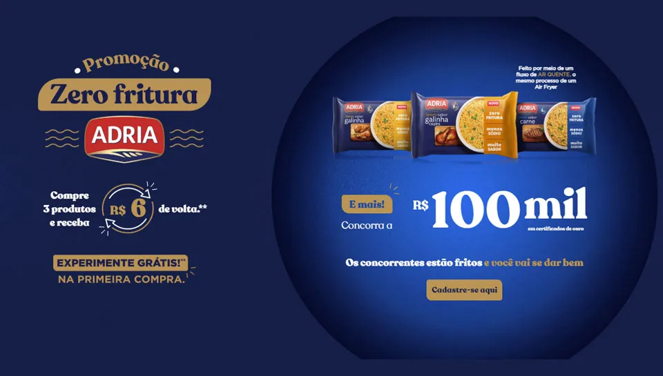 PROMOÇÃO ADRIA ZERO FRITURA