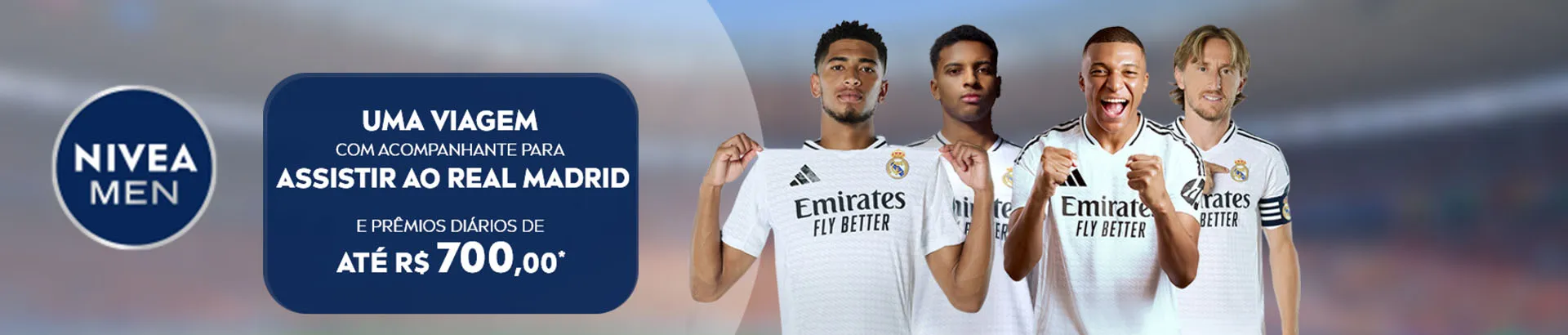 Promoção Nivea Men Te Leva para Assistir ao Real Madrid 2025