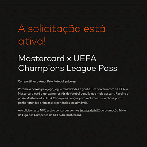 Promoção Mastercard UEFA Champions League Trivia Brasil 2024