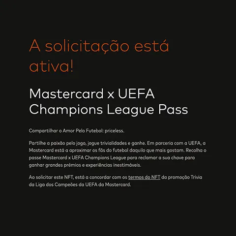 Promoção Mastercard UEFA Champions League Trivia Brasil 2024