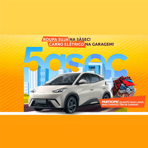 Promoção Roupa Suja na 5ÀSEC Carro Elétrico na Garagem 2024 