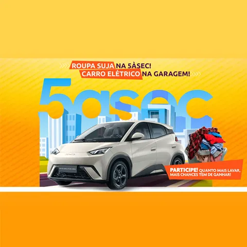 Promoção Roupa Suja na 5ÀSEC Carro Elétrico na Garagem 2024 