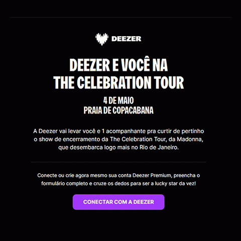 Promoção Deezer 2024 Você na The Celebration Tour