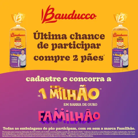 Promoção Bauducco e Familhão 2026